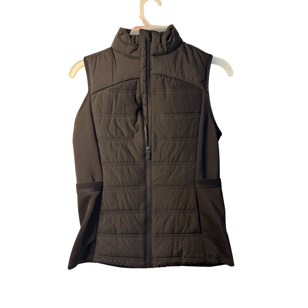 Avia Puffer Vest Black Athletic Quilted Full Zip Mock Neck Activewear Womens XS